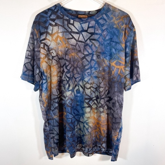 Lenor Romano Pebble Jacquard Clip Tie Dye Crew Tee Mens Size XL - Picture 1 of 8